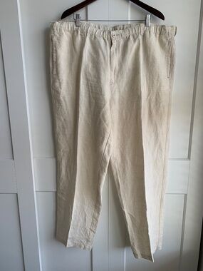 Tommy Bahama Relax 100% Linen On The Beach Pant Off-White Men's Size 2XB
